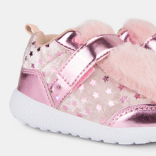Load image into Gallery viewer, Girl's Pink Velvet Sneakers with Lights