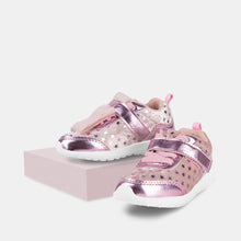 Load image into Gallery viewer, Girl's Pink Velvet Sneakers with Lights