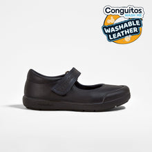 Load image into Gallery viewer, Girl's Navy Washable Leather School Shoes