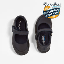 Load image into Gallery viewer, Girl's Navy Washable Leather School Shoes