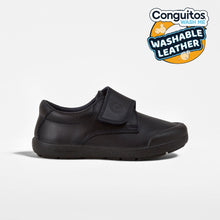 Load image into Gallery viewer, Boys Navy Washable Leather School Shoes