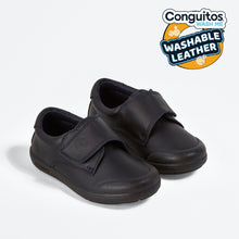 Load image into Gallery viewer, Boys Navy Washable Leather School Shoes