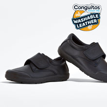 Load image into Gallery viewer, Boys Navy Washable Leather School Shoes