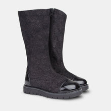 Load image into Gallery viewer, Girl's Black Lurex High Boots