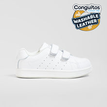 Load image into Gallery viewer, Unisex White Washable Leather Trainers