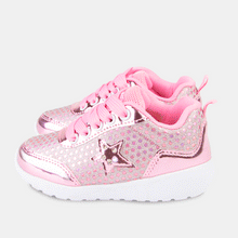 Carregar imagem no visualizador da galeria, Tênis feminino rosa glitter com luzes