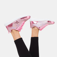 Carregar imagem no visualizador da galeria, Tênis feminino rosa glitter com luzes