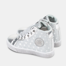 Load image into Gallery viewer, Girl's Silver Glitter Booties with Lights