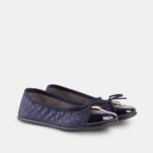 Load image into Gallery viewer, Girl's Metallic Navy Ballet Pumps