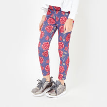 Load image into Gallery viewer, Girls Flowers Navy Neoprene Leggings