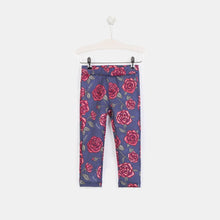 Load image into Gallery viewer, Girls Flowers Navy Neoprene Leggings