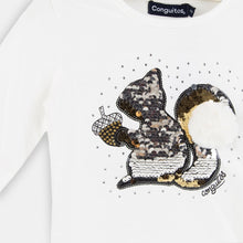 Cargar imagen en el visor de la galería, Camiseta blanca con luces "Ardilla" para niñas