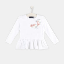 Load image into Gallery viewer, Girls "Flowers" Peplum Hem T-shirt
