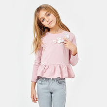 Carregar imagem no visualizador da galeria, Garotas "Flores" Peplum Hem Camisa Rosa