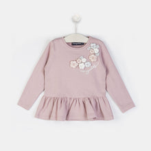 Carregar imagem no visualizador da galeria, Garotas "Flores" Peplum Hem Camisa Rosa