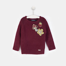 Load image into Gallery viewer, Girls Patches Wine Sweater