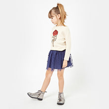 Load image into Gallery viewer, Girls Flower Ecru Sweater