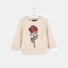 Load image into Gallery viewer, Girls Flower Ecru Sweater