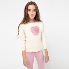 Load image into Gallery viewer, Girls Heart Faux Fur Ecru Sweater