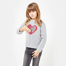 Carregar imagem no visualizador da galeria, Suéter cinza feminino "Sequins Heart"