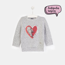 Carregar imagem no visualizador da galeria, Suéter cinza feminino "Sequins Heart"