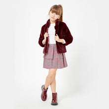 Load image into Gallery viewer, Girls Wine Faux Fur Coat