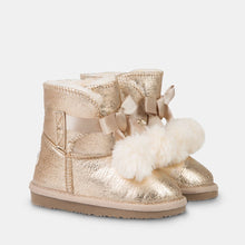 Load image into Gallery viewer, Babies Platinum Ribbon Pompom Australian Boots