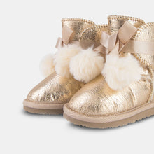 Load image into Gallery viewer, Babies Platinum Ribbon Pompom Australian Boots