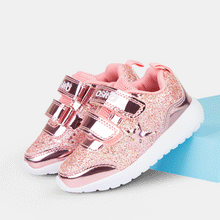 Cargar imagen en el visor de la galería, Zapatos deportivos rosas metalizados con luces para bebés