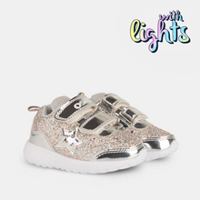 Cargar imagen en el visor de la galería, Bebés Silver Light up Glitter Sneakers