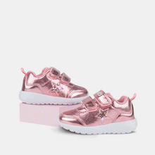 Cargar imagen en el visor de la galería, Zapatos deportivos rosas metalizados con luces para bebés
