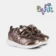 Load image into Gallery viewer, Babies Metallic Lead Light Up Sneakers
