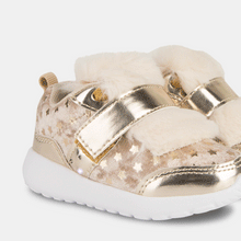 Cargar imagen en el visor de la galería, Zapatos deportivos con pompón con luces de platino para bebés