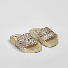 Carregar imagem no visualizador da galeria, Sandálias femininas de borracha com glitter em platina