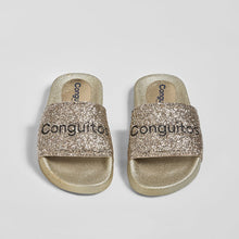 Carregar imagem no visualizador da galeria, Sandálias femininas de borracha com glitter em platina