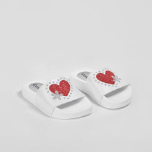 Load image into Gallery viewer, Girl's White Glitter Rubber Sandals