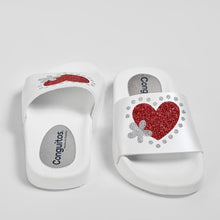 Load image into Gallery viewer, Girl's White Glitter Rubber Sandals