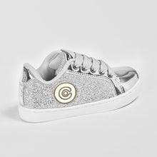 Cargar imagen en el visor de la galería, Zapatillas glitter plateadas de niña con luces
