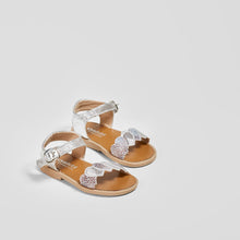 Load image into Gallery viewer, Baby's Metallic Silver Hearts Sandals