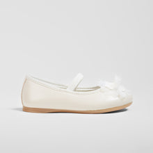 Load image into Gallery viewer, Girl's Flower Beige Leather Ballerinas