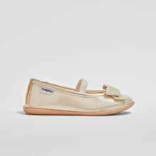 Load image into Gallery viewer, Girl's Metalized Platinum Loop Ballerinas