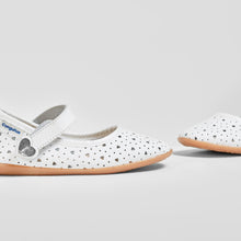 Load image into Gallery viewer, Girl's White Hearts Washable Leather Mary Jane