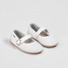 Load image into Gallery viewer, Girl's White Washable Leather Mary Jane