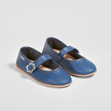Load image into Gallery viewer, Girl's Navy Washable Leather Mary Jane