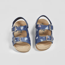 Load image into Gallery viewer, Boys "Boats" Navy Bio Sandals
