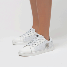 Load image into Gallery viewer, Girl's White Glitter Sneakers with Lights