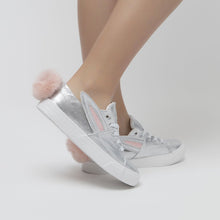 Load image into Gallery viewer, Girl's Silver Bunny Sneakers