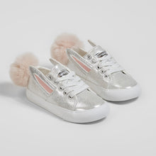 Load image into Gallery viewer, Girl's Silver Bunny Sneakers