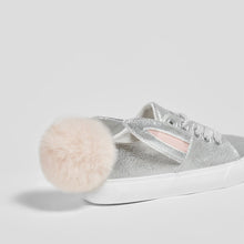 Load image into Gallery viewer, Girl's Silver Bunny Sneakers