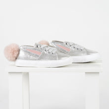 Load image into Gallery viewer, Girl's Silver Bunny Sneakers